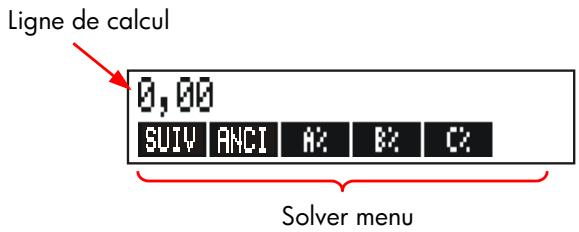 COMPAQ 17BII PLUS - Calculs en utilisant les menus du solver (CALC) - 1