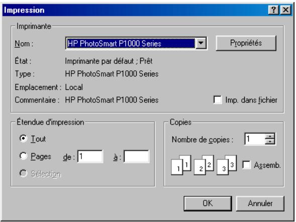 COMPAQ PHOTOSMART 1000 - Pour imprimer depuis un PC sous windows : - 1