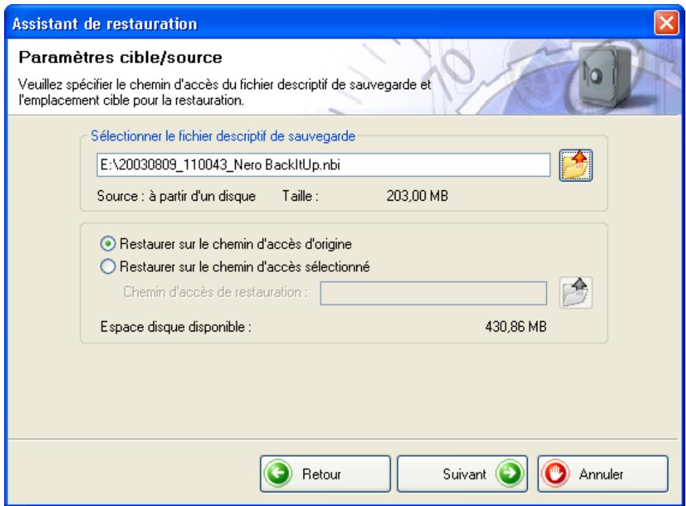 NERO BACKITUP - Restauration des sauvegardes - 2
