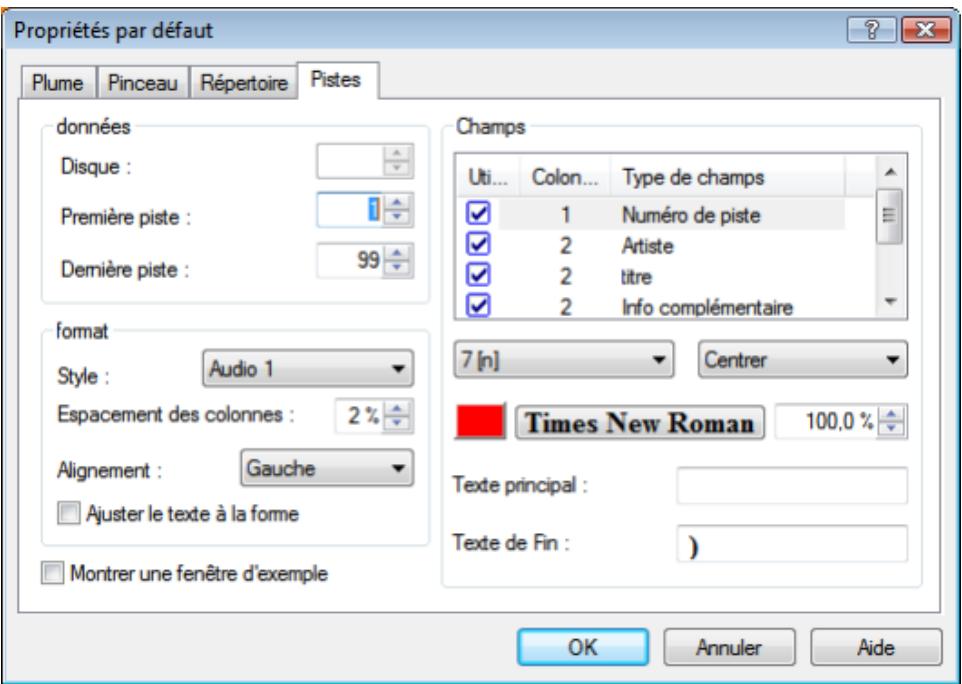NERO COVERDESIGNER 9 - Onglet Pistes et Dossier - 1