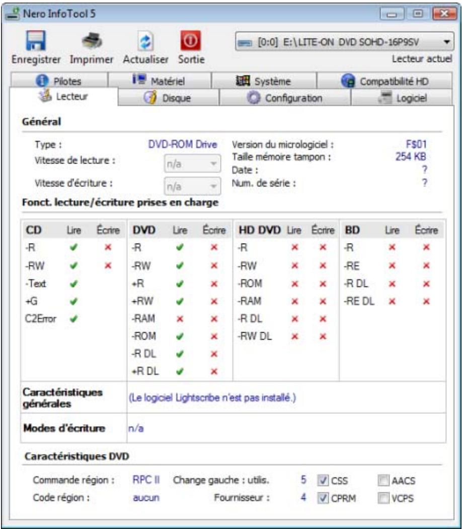 NERO INFOTOOL 9 - Fenêtre Nero InfoTool - 1
