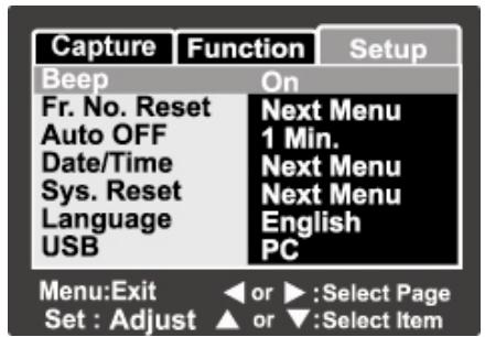GENIUS P635 - Menu Réglage (En mode photographie) - 2
