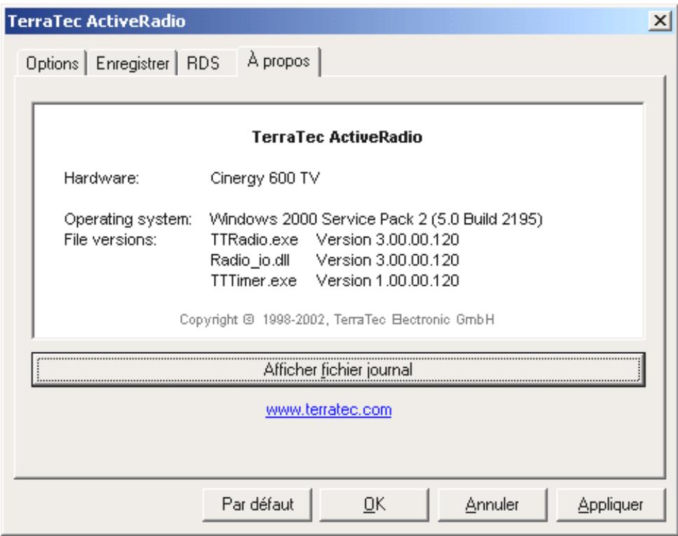 TERRATEC ACTIVERADIO - Enregistrer les fichiers journaux dans - 1