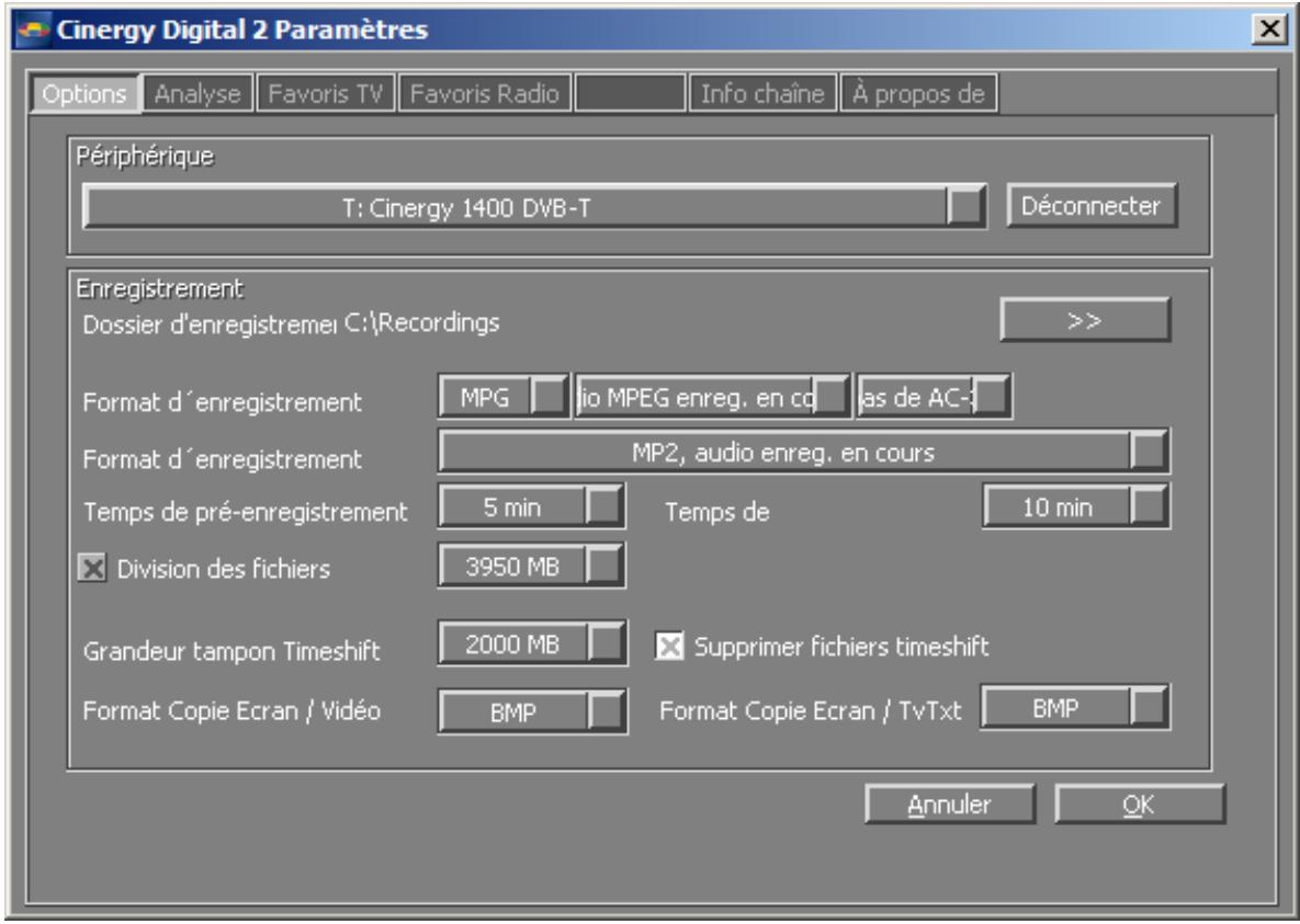 TERRATEC CINERGYDIGITAL2 SOFTWARE - Configuration : options - 1