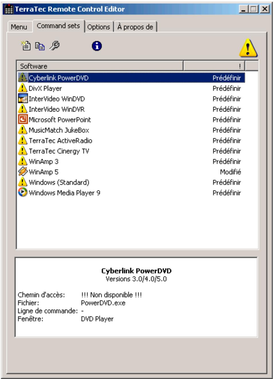 TERRATEC REMOTE CONTROL EDITOR - Les command sets (jeux d'instructions) - 1