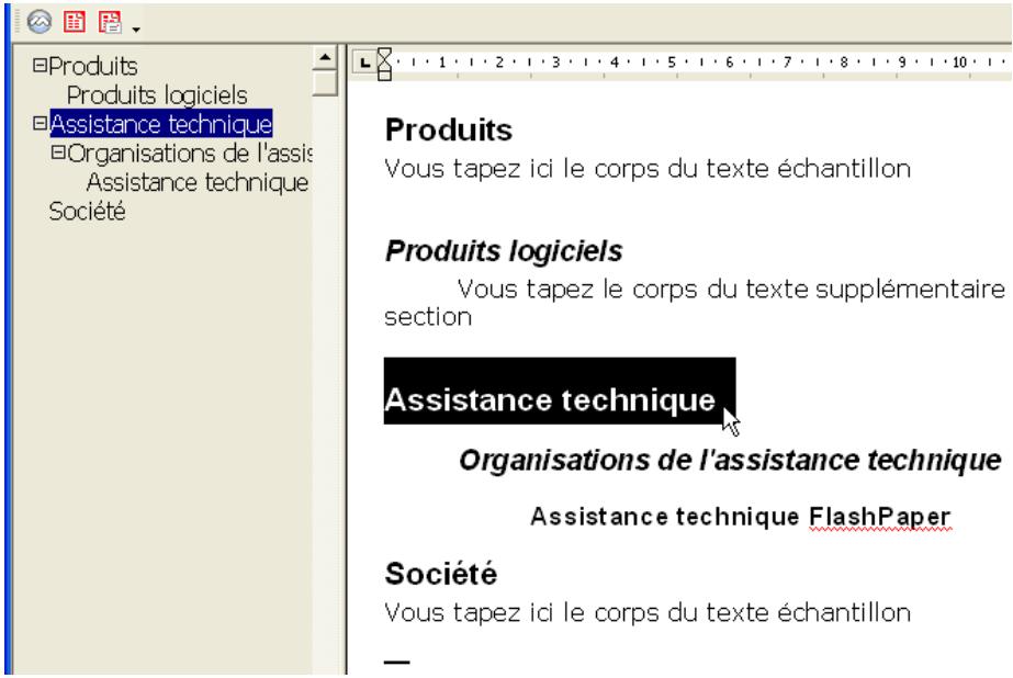 MACROMEDIA FLASHPAPER 2 - Pour créer un plan de document dans un document flashpaper : - 1