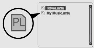 IRIVER H120 - Appuyez sur le bouton A-B/MODE  en mode Stop  et l'écran LCD affiche une liste de fichiers playlist M3U Presents sur le lecteur. - 3