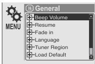 IRIVER H120 - Du menu principal au sous-menu - 3