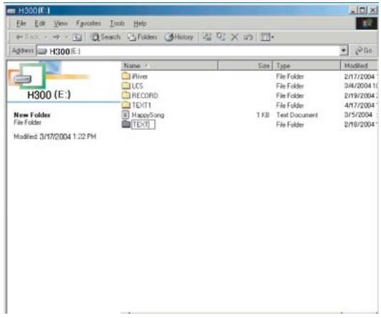 IRIVER H300 - Enregistrez les fichiers txt dans le dossier TEXT - 1