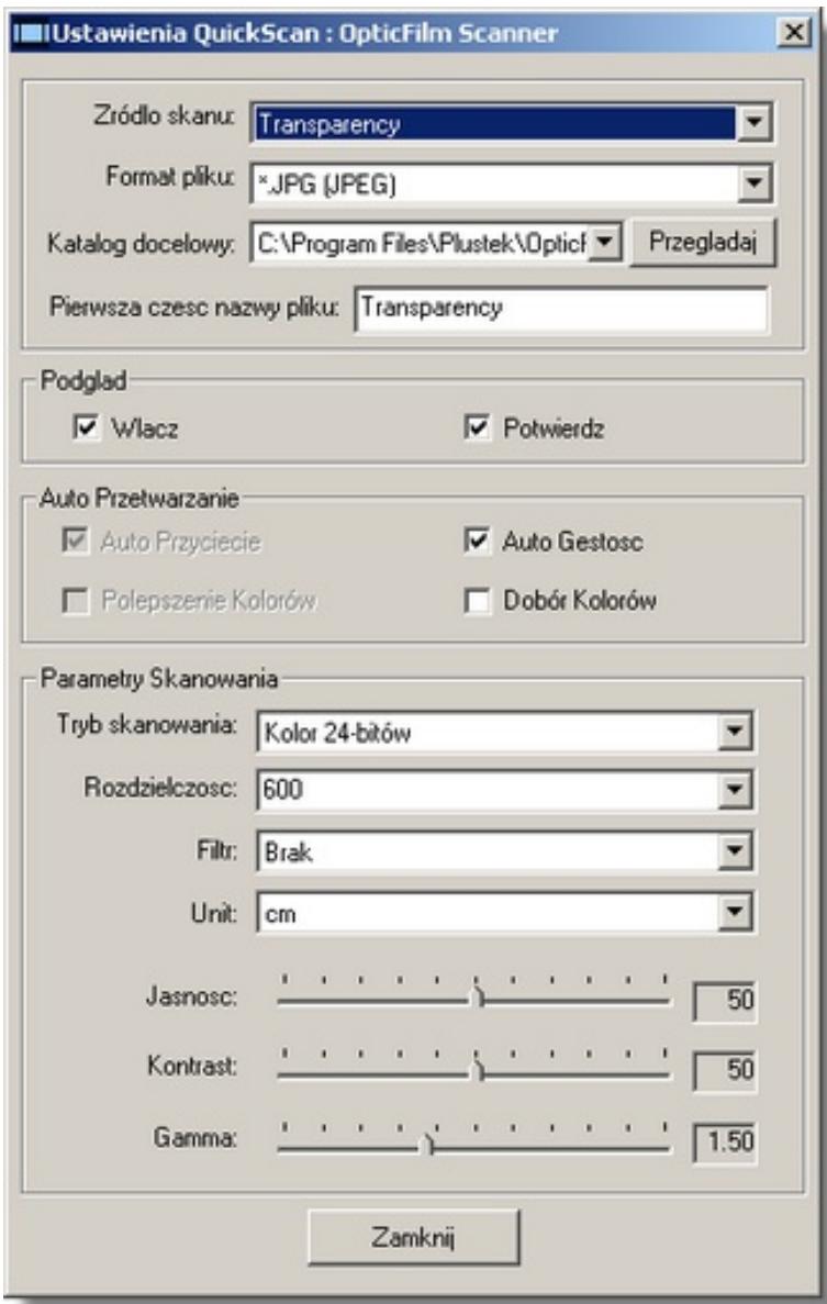 PLUSTEK OPTICFILM 7200I SE - Ustawenia QuickScan - 2