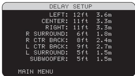 ROTEL RSX-1056 - Het menu voor het instellen van de vertragingstijden "DELAY SETUP" - 1