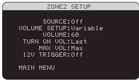 ROTEL RSX-1056 - Het menu "Zone 2 Setup" - 1