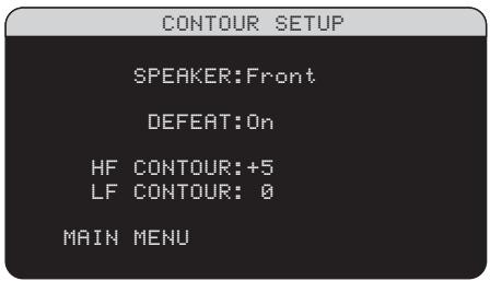 ROTEL RSX-1056 - De klankkleurinstelling van de individuele kanalen "CONTOUR SETUP" - 1