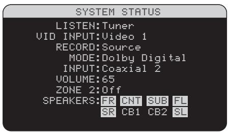 ROTEL RSX-1056 - Statut de l'installation (system status) - 1