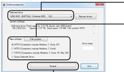 BUFFALO HD-LBU3 - Процедура форматирования - 1