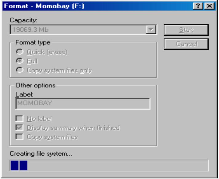 TVIX M-4000P - Faire une partition et formater le disque dur sous windows 98 se / me - 5