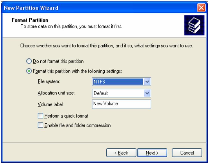 TVIX M-4000P - Faire une partition et formater le disque dur sous windows 2000 / XP - 6
