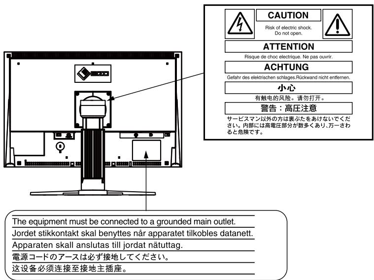 EIZO COLOREDGE CG242W - [Emplacements des étiquettes de sécurité] - 1