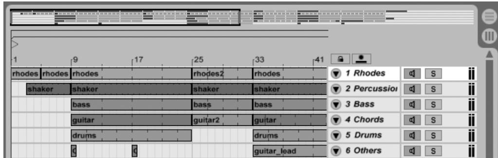 ABLETON LIVE 4 - Écran d'arrangement - 1