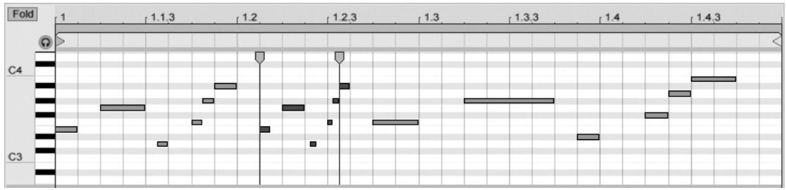 ABLETON LIVE 7 - Changer la durée de note - 2