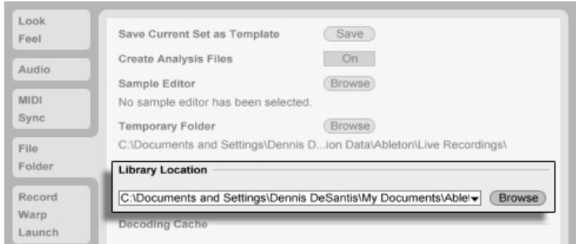 ABLETON LIVE 7 - Changement d'emplacement de la bibliothèque, mise à jour d'une ancienne bibliothèque - 1