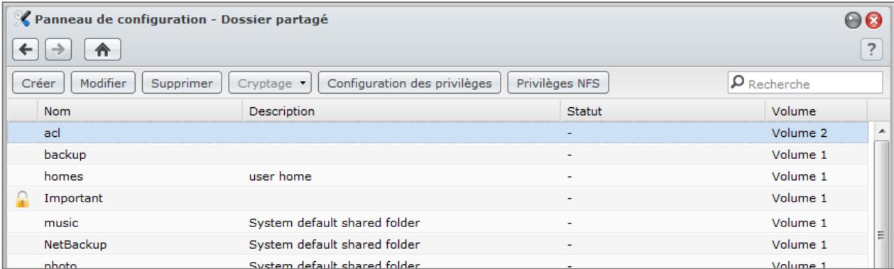 SYNOLOGY DS411J - Configurer les dossiers partagés - 1