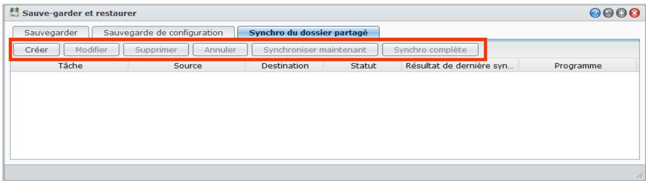SYNOLOGY DS411J - Gérer les tâches de synchronisation - 1