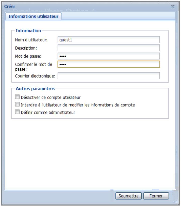 SYNOLOGY DS411J - Gérer les comptes utilisés de photo station - 1