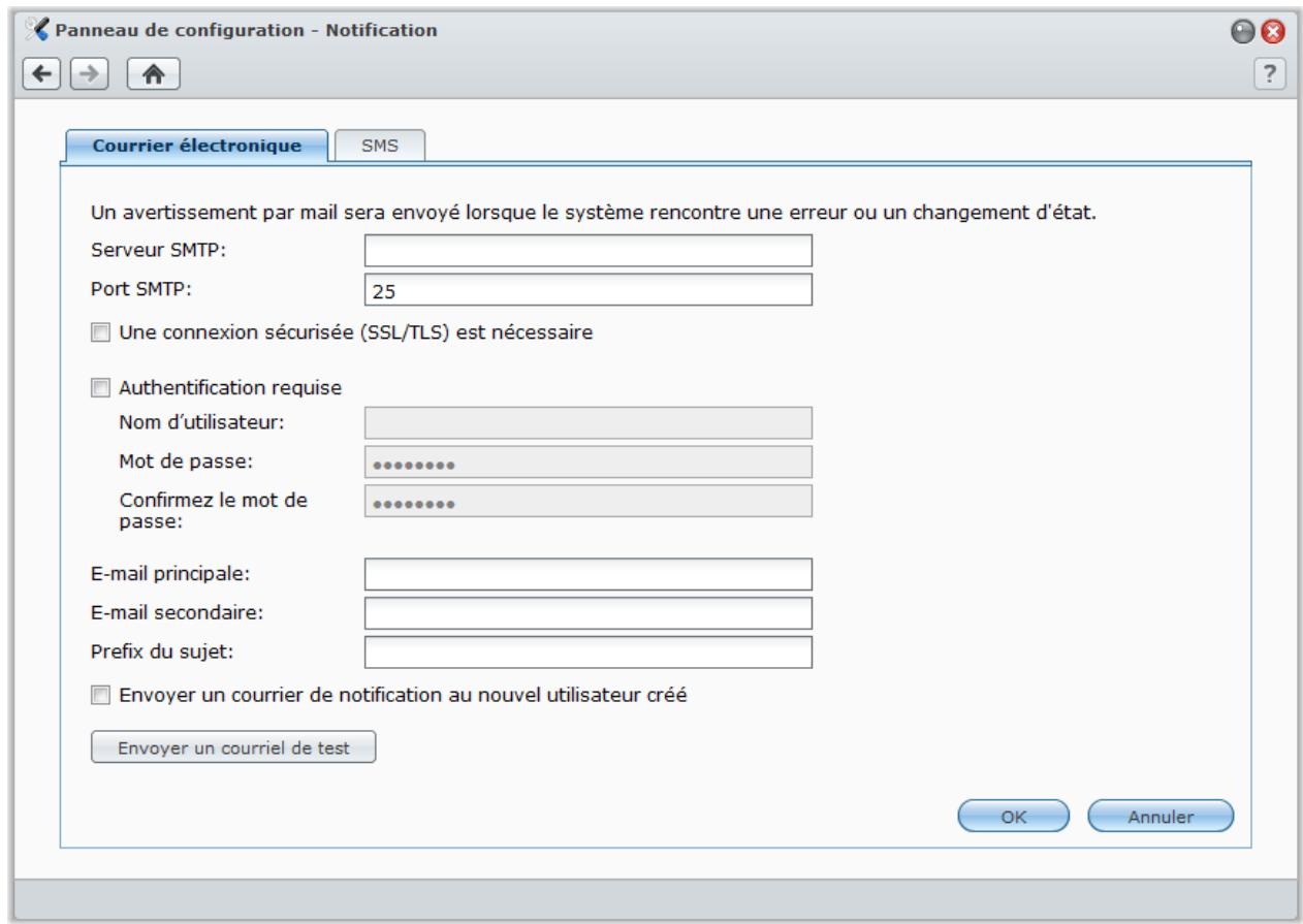SYNOLOGY DS411J - Recevoir les notifications d'événements - 1