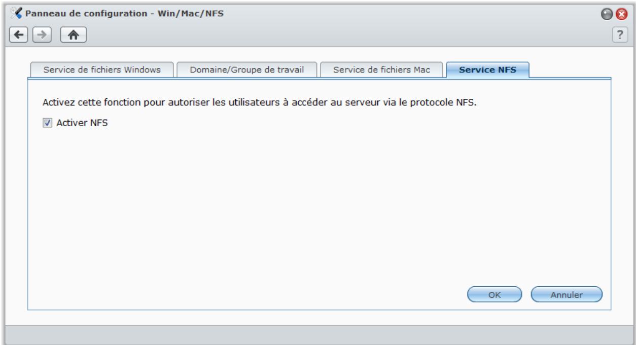 SYNOLOGY DS411J - Activer le service NFS pour les clients linux - 1