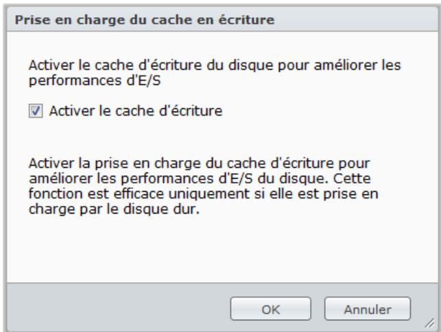 SYNOLOGY DS411J - Activer la prise en charge du cache en écriture pour les disques durs - 1