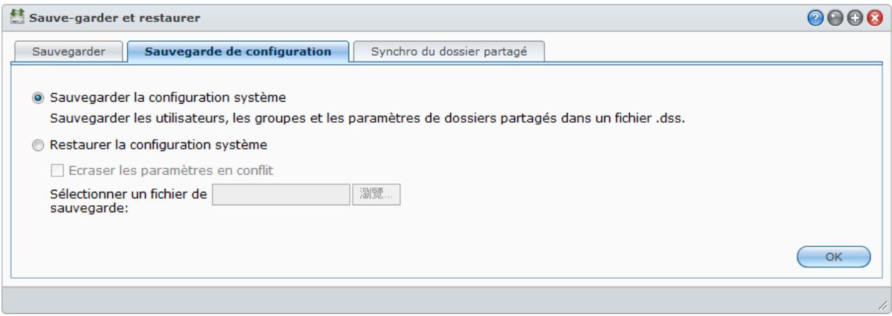 SYNOLOGY DS411J - Sauvegarder et restaurer la configuration système - 1