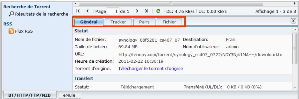 SYNOLOGY DS411J - Pour afficher des informations détaillées sur une tâche de téléchargement : - 1