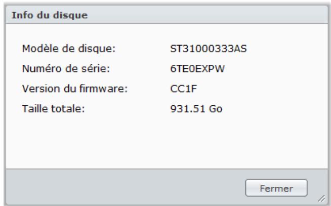 SYNOLOGY DS411J - Vérifier les informations du disque - 1