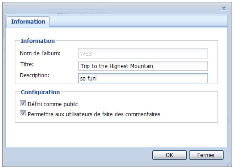 SYNOLOGY DS411J - Modifier les détails d'un album - 1