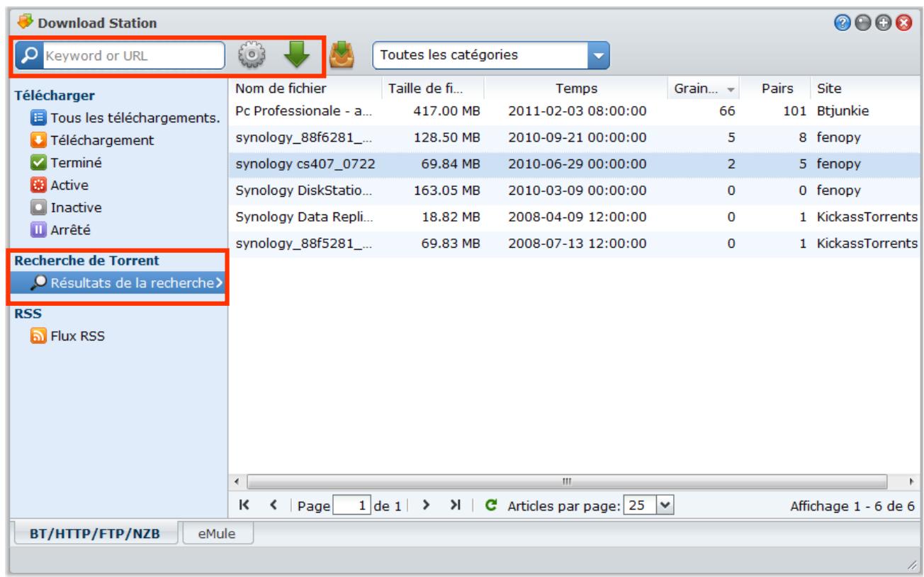 SYNOLOGY DS411J - Créer via la recherche torrent - 1
