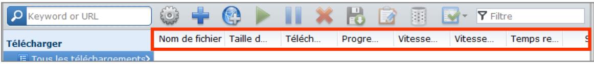 SYNOLOGY DS411J - Pour changer l'ordre de la liste des tâches de téléchargement : - 1