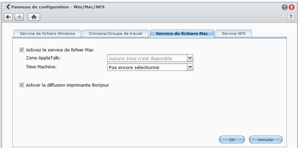 SYNOLOGY DS411J - Gérer le service de fichiers mac - 1