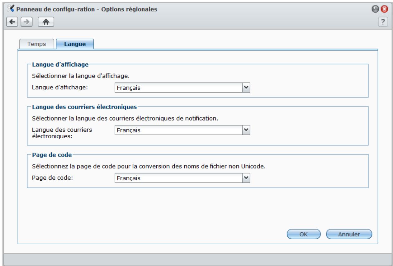 SYNOLOGY DS411J - Modifier les options régionales - 1