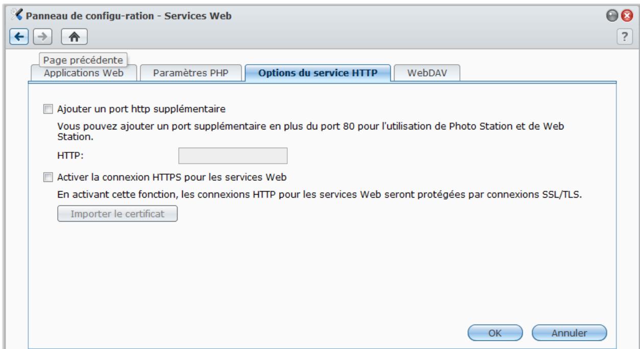 SYNOLOGY DS411J - Modifier les options du service HTTP - 1