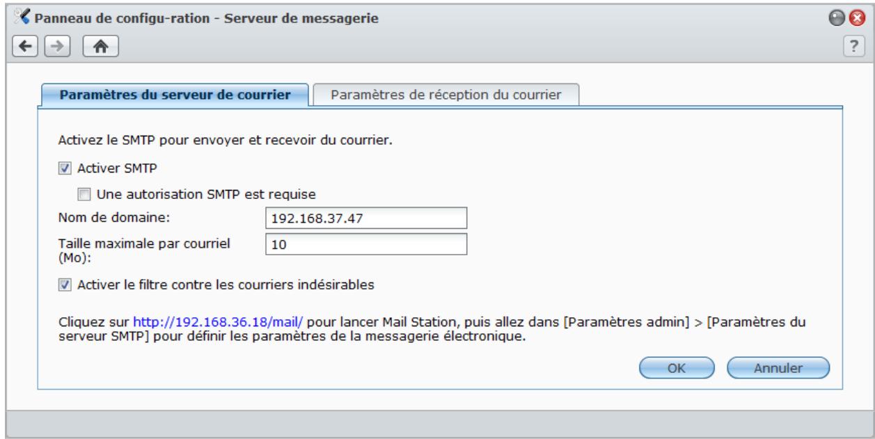 SYNOLOGY DS411J - Configurer le serveur de messagerie - 1
