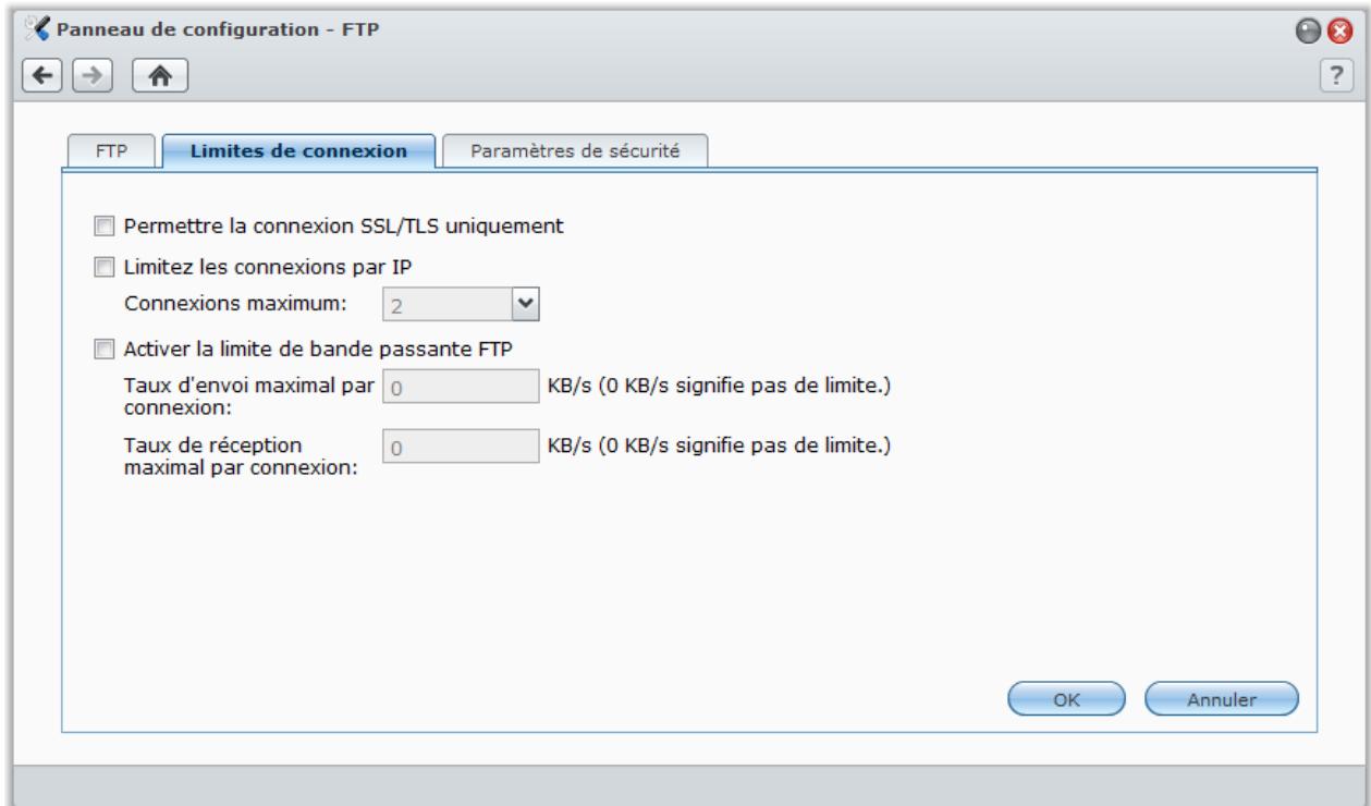 SYNOLOGY DS411J - Configurer des limites de connexion FTP - 1