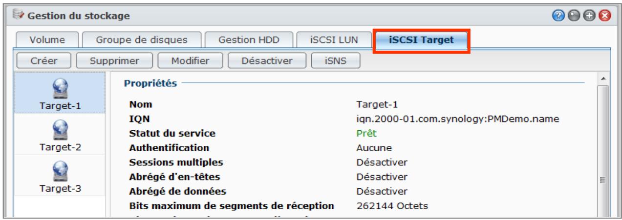 SYNOLOGY DS411J - Gérer des iscsi target avec le gestionnaire de stockage - 1