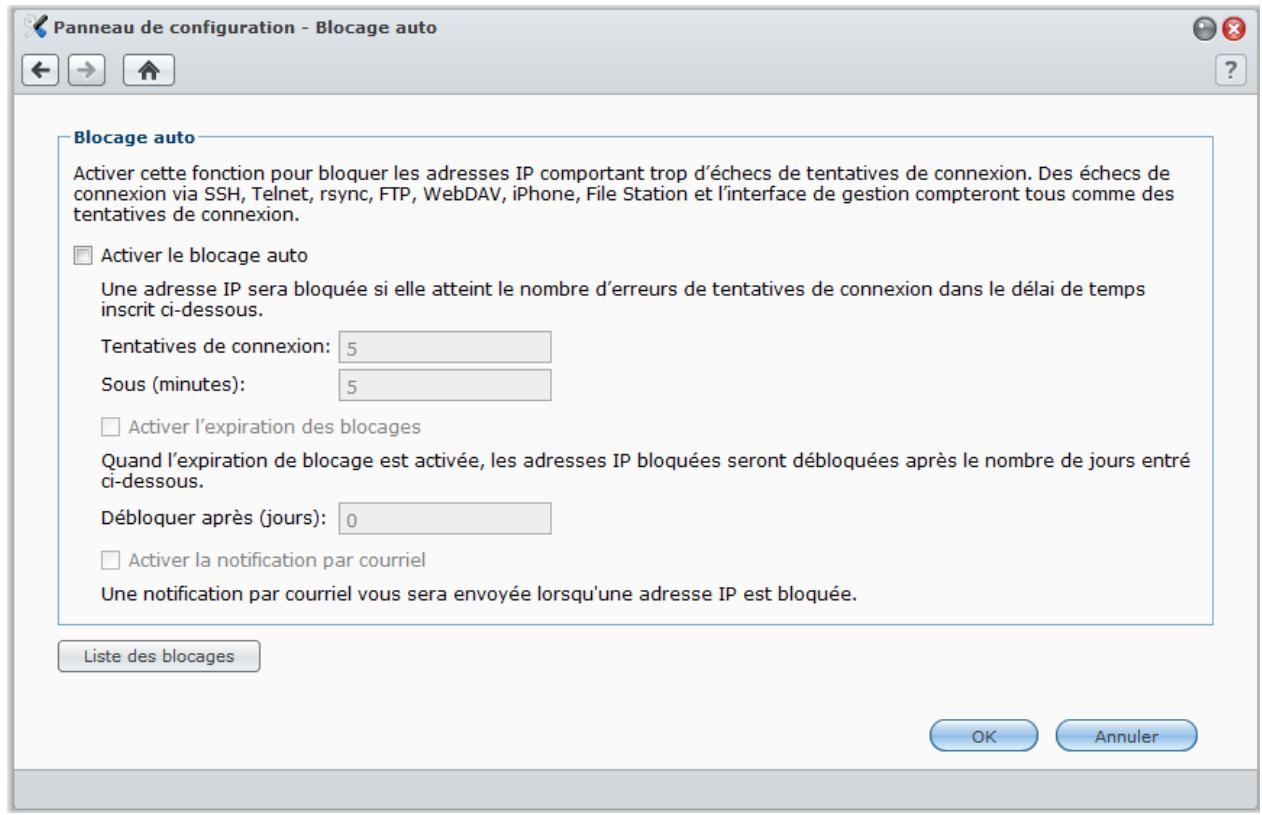 SYNOLOGY DS411J - Blocage automatique des tentatives de connexions douteuses - 1