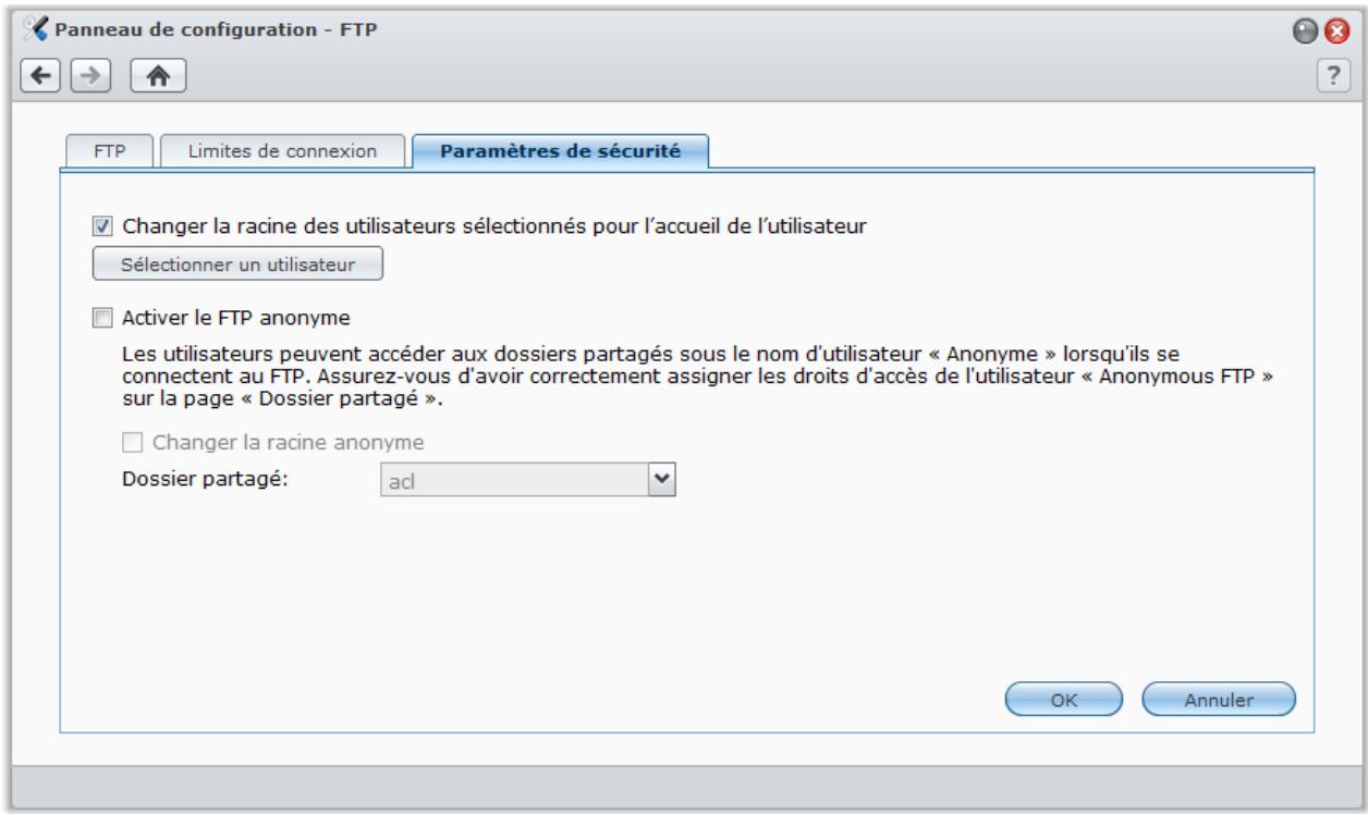 SYNOLOGY DS411J - Gérer les paramètres de sécurité FTP - 1