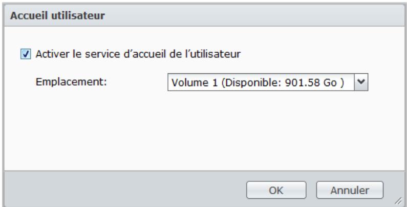 SYNOLOGY DS411J - Créer le dossier accueil de l'utilisateur - 1