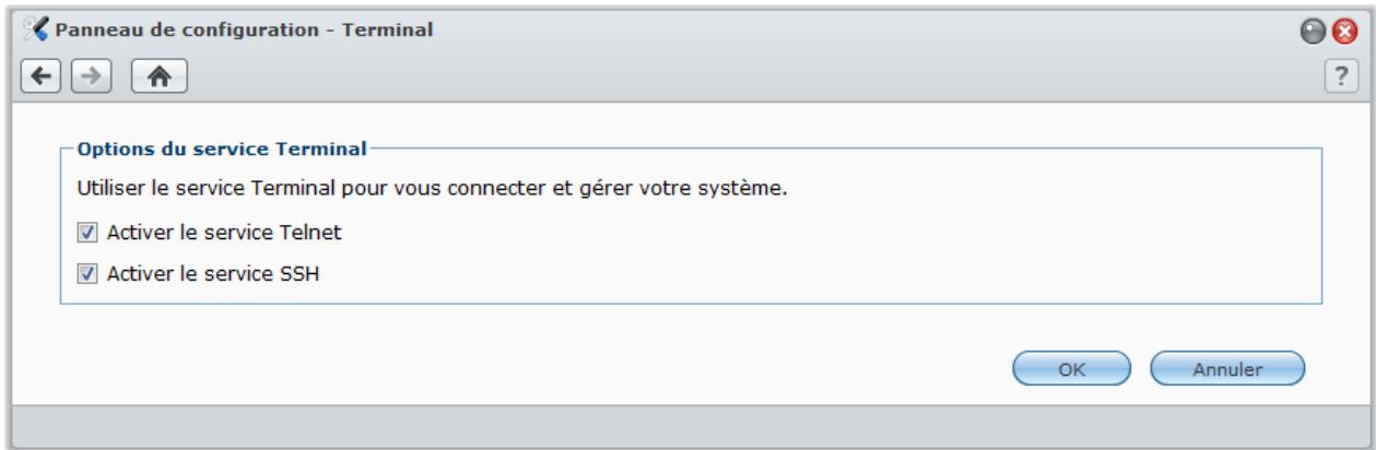 SYNOLOGY DS411J - Activer les services de terminal - 1