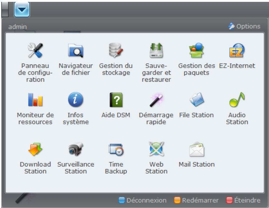 SYNOLOGY DS411J - Gérer DSM avec le menu principal - 1