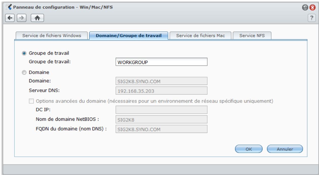 SYNOLOGY DS411J - Rejoindre un domaine windows ADS ou un groupe de travail - 1