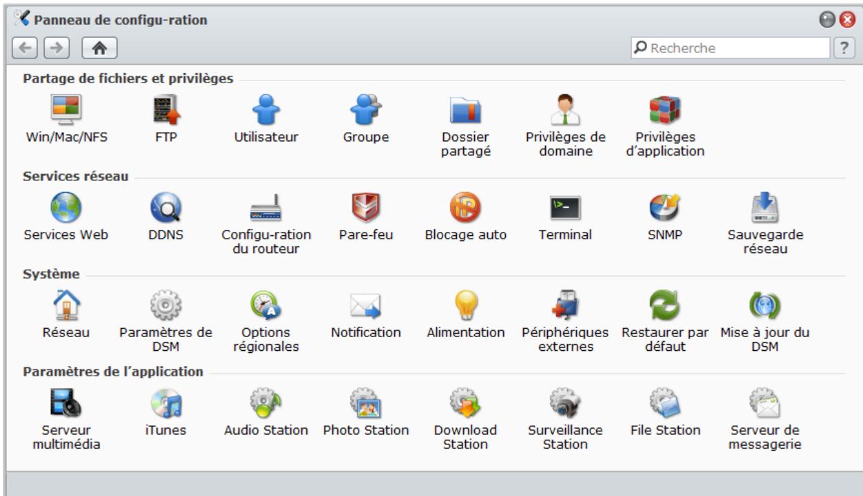 SYNOLOGY DS411J - Utiliser le panneau de configuration - 1